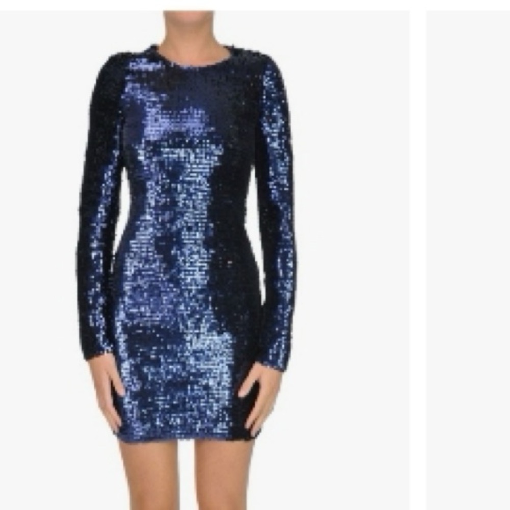 NWT RED Valentino Women's Sparkling Blue Long Sleeve Dress